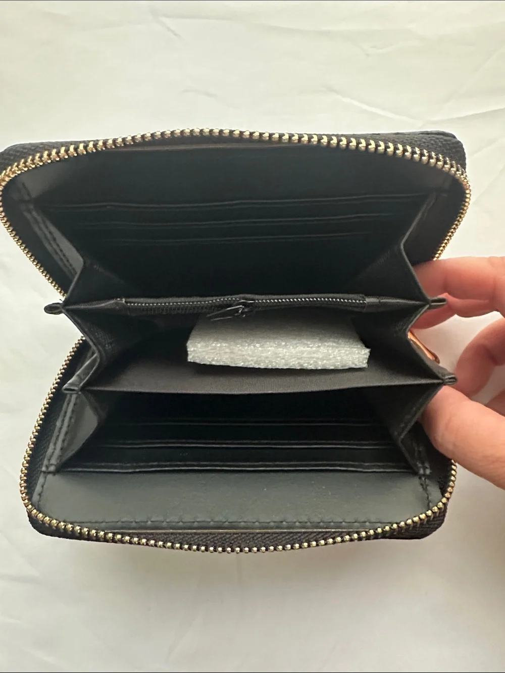 Black Textured Faux Snakeskin Zip Around Wallet